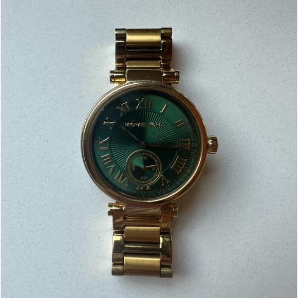 Michael Kors Womens Gold Watch Dark Green Face - Picture 1 of 4